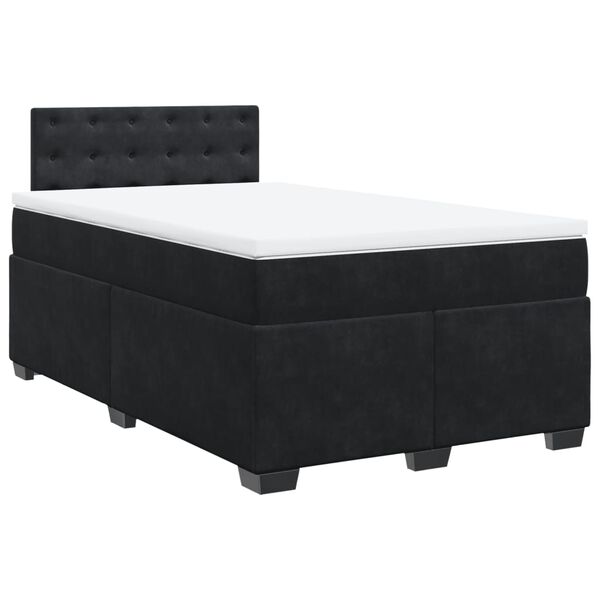 vidaXL Cama box spring con colch&oacute;n terciopelo negro 120x190 cm
