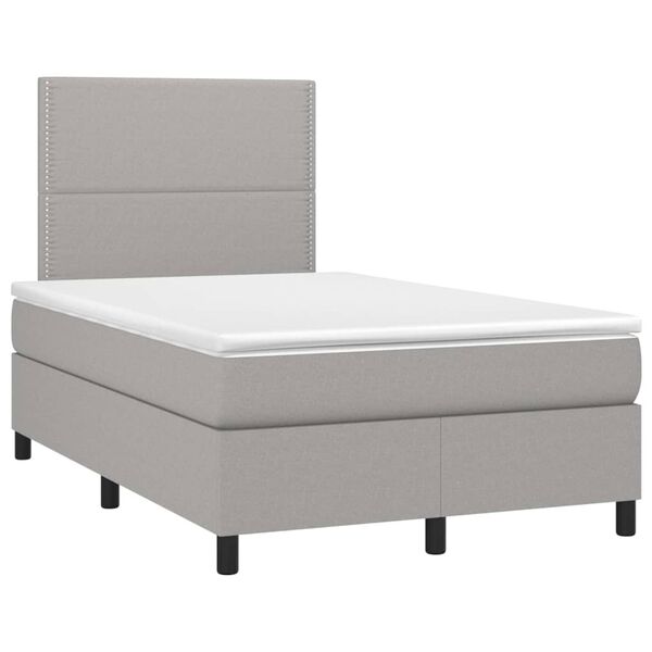 vidaXL Cama box spring con colch&oacute;n tela y LED gris claro 120x200 cm