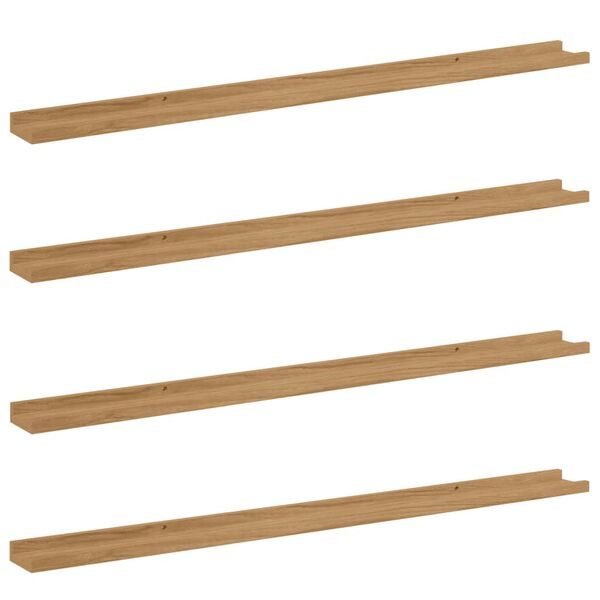 vidaXL Estante de pared con estante 4 pcs Marr&oacute;n 115 x 9 x 3 cm