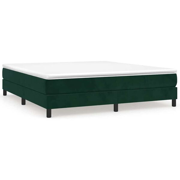 vidaXL Cama box spring con colch&oacute;n terciopelo verde oscuro 180x200 cm