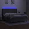 vidaXL Cama box spring colch&oacute;n y luces LED tela gris oscuro 160x200 cm