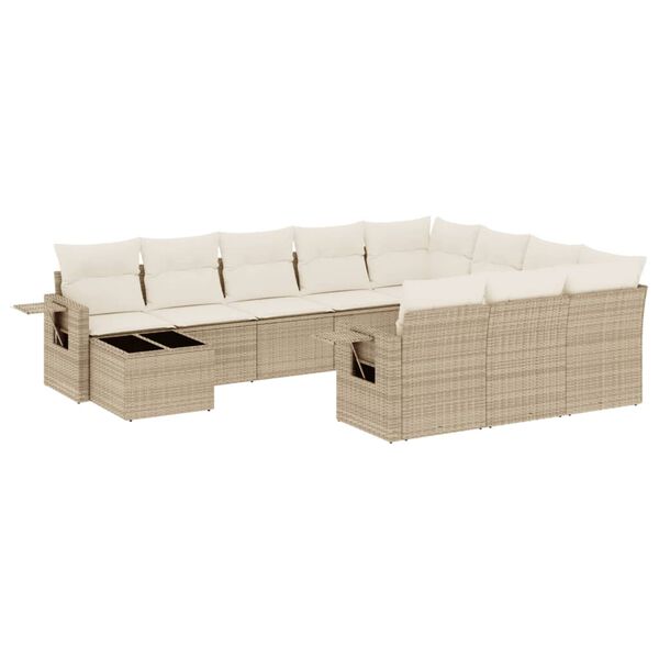 vidaXL Set de sof&aacute;s de jard&iacute;n 11pzas con cojines rat&aacute;n sint&eacute;tico beige