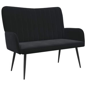 vidaXL Sof&aacute; de 2 Plazas Negro 115 x 61 x 87 cm Terciopelo