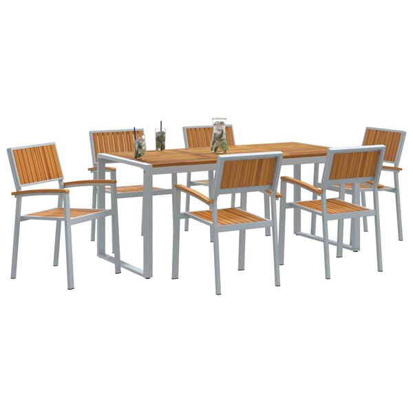 vidaXL Conjunto de Comedor de Jard&iacute;n 7 pcs Gris