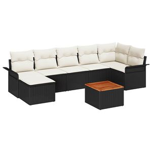 vidaXL Conjunto de sof&aacute;s de jard&iacute;n 8 pcs Negro y crema rat&aacute;n sint&eacute;tico