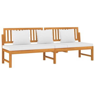 vidaxL Sofá cama con cojín madera maciza acacia crema 200x60x75 cm
