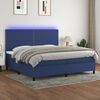 vidaXL Cama box spring colch&oacute;n y luces LED tela azul 200x200 cm