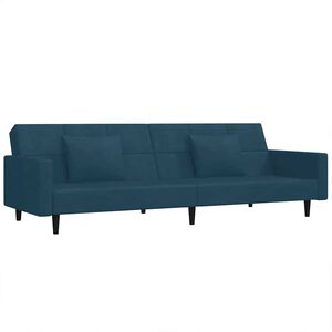vidaXL Sof&aacute; cama de 2 plazas con dos almohadas terciopelo azul