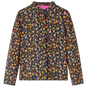 Camisa infantil con cuello mao azul marino 104