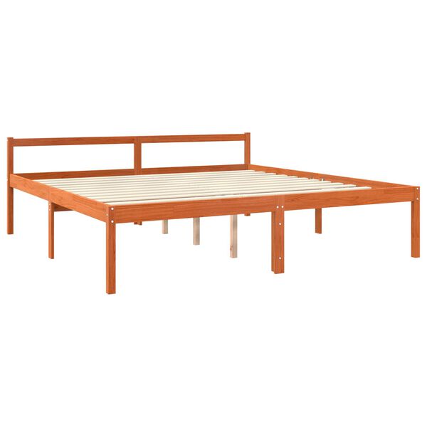 vidaXL Estructura de cama con cabecera Marr&oacute;n cera 200 x 200 cm