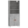 vidaXL Aparador alto madera contrachapada gris hormig&oacute;n 69,5x34x180 cm
