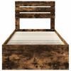 vidaXL Estructura de cama con cabecera Roble ahumado 75 x 190 cm