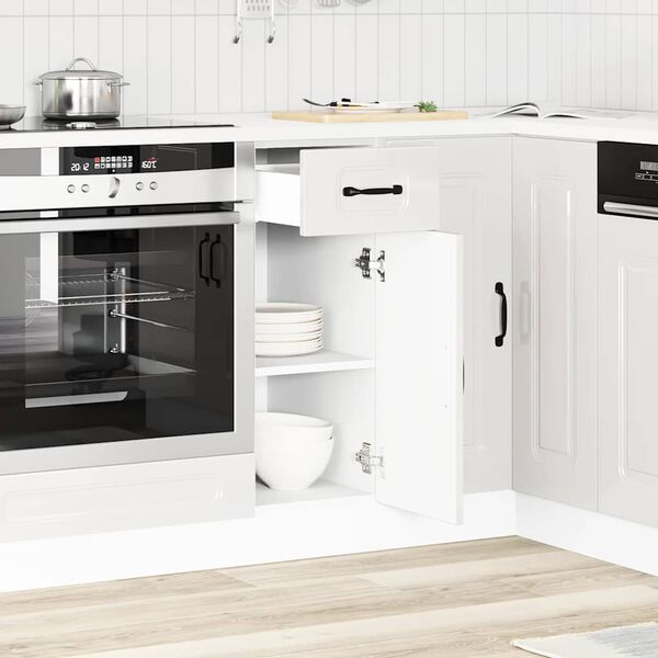 vidaXL Mueble bajo cocina Kalmar madera ingenier&iacute;a blanca alto brillo
