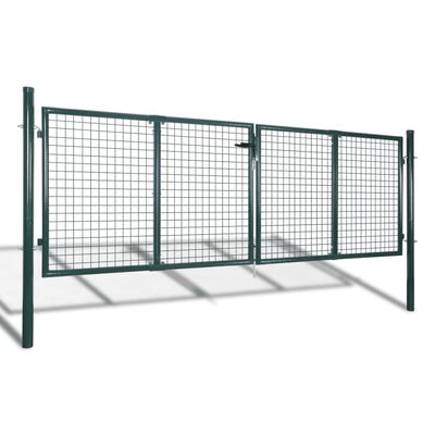 vidaXL Puerta de valla de acero verde 306x150 cm