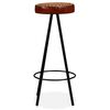 vidaXL Mesa y 6 taburetes bar madera maciza acacia cuero real y lona