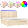 vidaXL Cama box spring colch&oacute;n y luces LED tela crema 180x200 cm