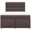 vidaXL Cama box spring con colch&oacute;n tela marr&oacute;n oscuro 160x200 cm