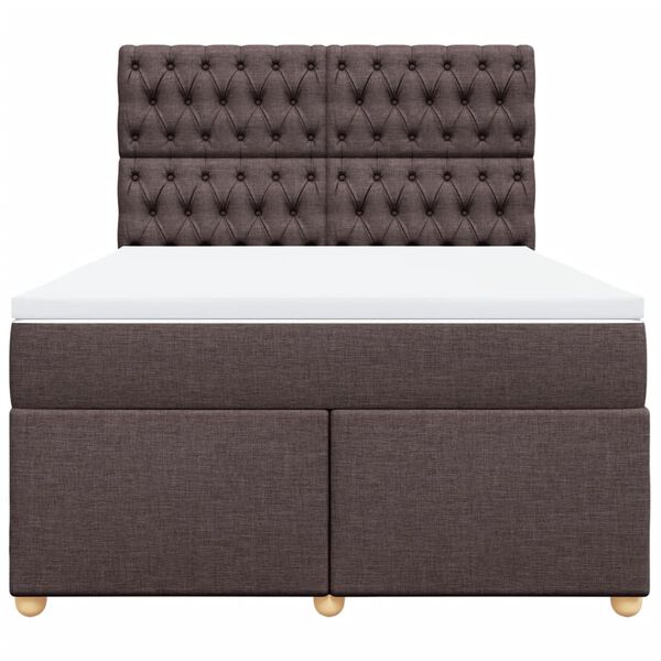 vidaXL Cama box spring con colch&oacute;n tela marr&oacute;n oscuro 160x200 cm