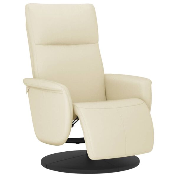 vidaXL Sillón reclinable con reposapiés cuero sintético color crema
