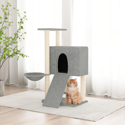 vidaXL Rascador para gatos con postes de sisal gris claro 96 cm