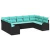 vidaXL Conjunto de sof&aacute;s de jard&iacute;n con coj&iacute;n 9 pcs Negro y Turquesa