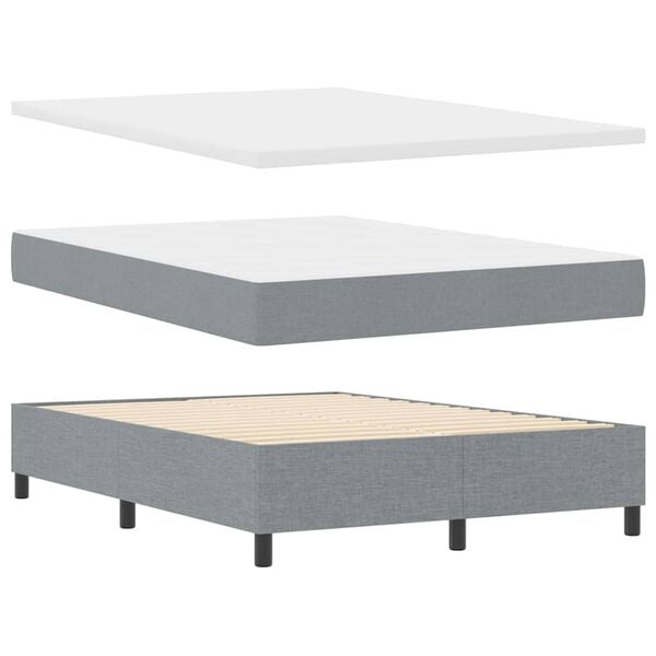 vidaXL Cama tipo Box Spring con colch&oacute;n Gris Claro 160 x 200 cm tela
