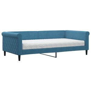 vidaXL Sof&aacute; cama con colch&oacute;n terciopelo azul 100x200 cm