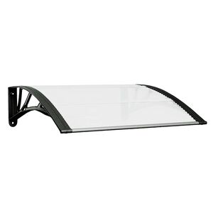 vidaXL Marquesina puerta policarbonato negro y transparente 80x75 cm