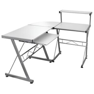 vidaXL Escritorio de esquina madera contrachapada blanco 132x112x99 cm