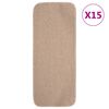 vidaXL Alfombrillas de escalera 15 uds beige rectangular 60x25 cm