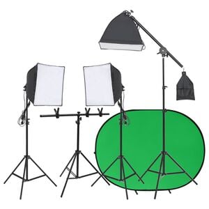vidaXL Kit de estudio fotogr&aacute;fico con iluminaci&oacute;n y fondo