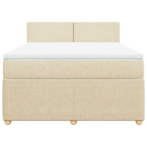 vidaXL Cama box spring con colch&oacute;n tela color crema 140x190 cm