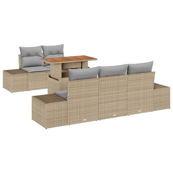 vidaXL Conjunto de Comedor de Jard&iacute;n con coj&iacute;n 6 pcs Beige y gris