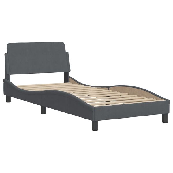 vidaXL Estructura de cama sin colchón Hanko terciopelo gris oscuro 90x190 cm