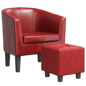 vidaXL Sill&oacute;n dise&ntilde;o de cubo con reposapi&eacute;s cuero sint&eacute;tico rojo tinto