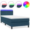 vidaXL Cama box spring con colch&oacute;n y LED terciopelo azul oscuro 80x210 cm