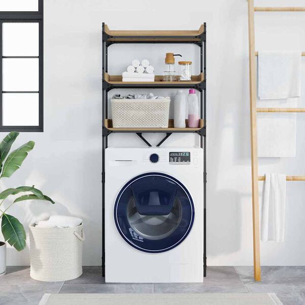 vidaXL Estante para lavadora Roble artesanal 67 x 25 x 163 cm