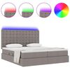 vidaXL Cama con tira de luces LED con cabecera Taup&eacute; 180 x 200 cm tela