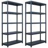 vidaXL Estanter&iacute;a de pl&aacute;stico 2 unidades 250 kg 80x40x180 cm negro