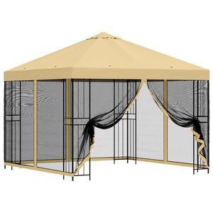 vidaXL Gazebo de jard&iacute;n con paredes laterales 3 x 3 m Crema