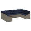 vidaXL Conjunto de sof&aacute;s de jard&iacute;n 9 pcs Gris y azul marino