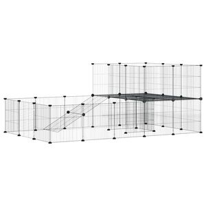 vidaXL Jaula para mascotas de 36 paneles puerta acero negro 175x105x70 cm