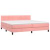 vidaXL Cama box spring colch&oacute;n y LED terciopelo rosa 200x200 cm