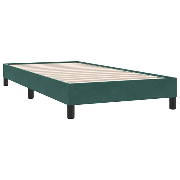 vidaXL Estructura de cama sin colch&oacute;n terciopelo verde oscuro 80x210cm