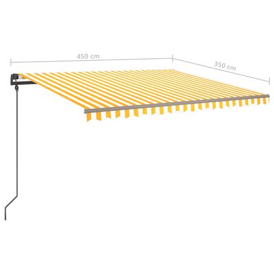 vidaXL Toldo manual retráctil con LED amarillo y blanco 4,5x3,5 m