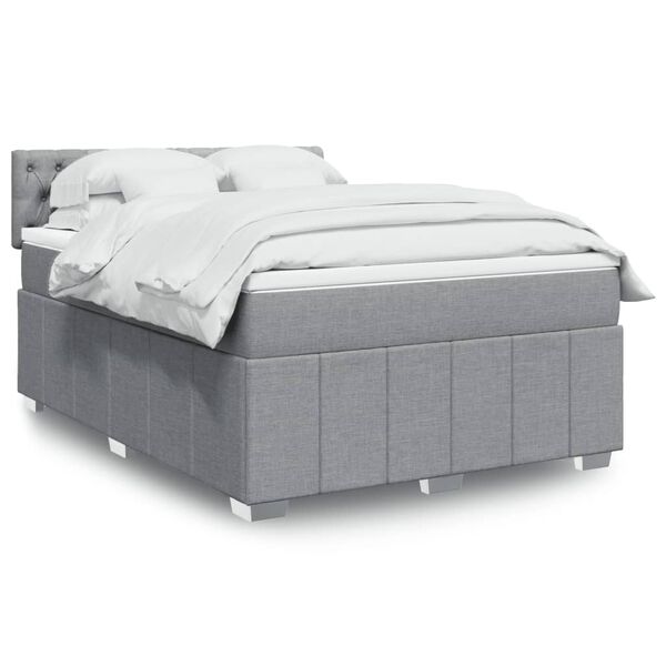 vidaXL Cama box spring con colch&oacute;n tela gris claro 140x200 cm