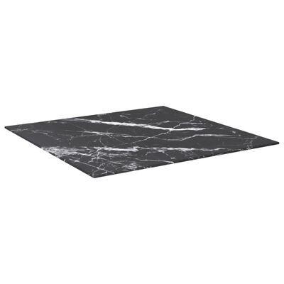 vidaXL Tablero mesa diseño mármol vidrio templado negro 70x70 cm 6 mm