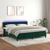 vidaXL Cama box spring colch&oacute;n y LED terciopelo verde oscuro 160x200cm