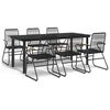 vidaXL Juego de comedor para jard&iacute;n 7 piezas rat&aacute;n PVC negro