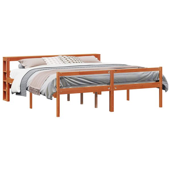 vidaXL Estructura de cama 2 pcs Marr&oacute;n cera Madera de Pino Macizo